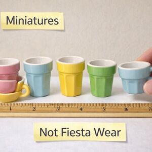 Mini Colorful Ceramic Tea Set Miniature Display or Kids Play